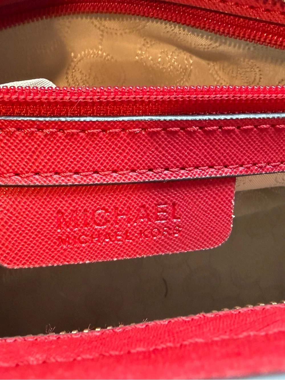 Michael Kors Red Studded Leather Satchel with Crossbody Strap